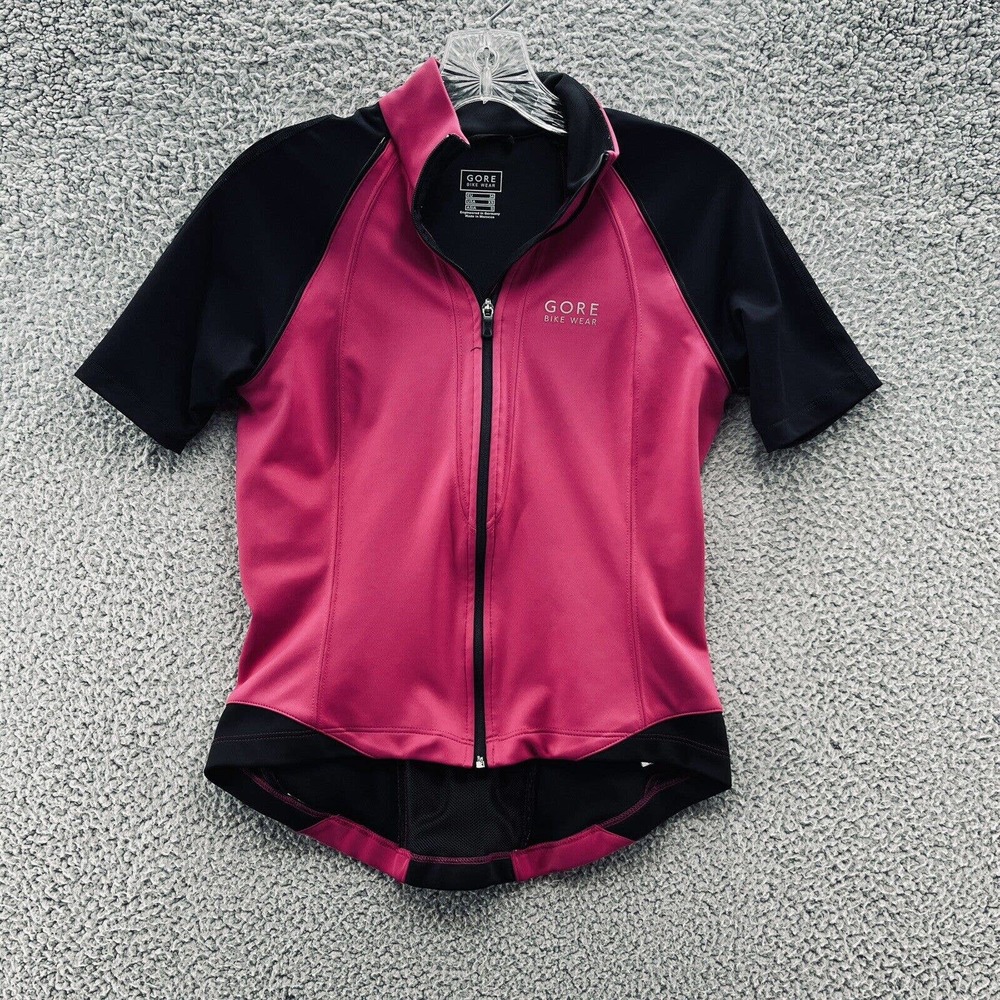 Gore Bike Wear Jacket Womens XS Pink Black Windstopper Short Sleeve Full Zip